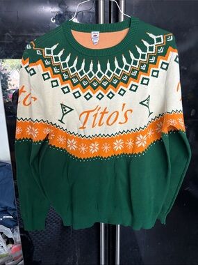 Tito's Green & Orange Fair Isle Crewneck Sweater
